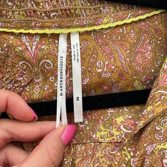 Anthropologie Calanthe Mini Belted Button Mini Shirtdress X-SMALL Gold - Picture 12 of 12